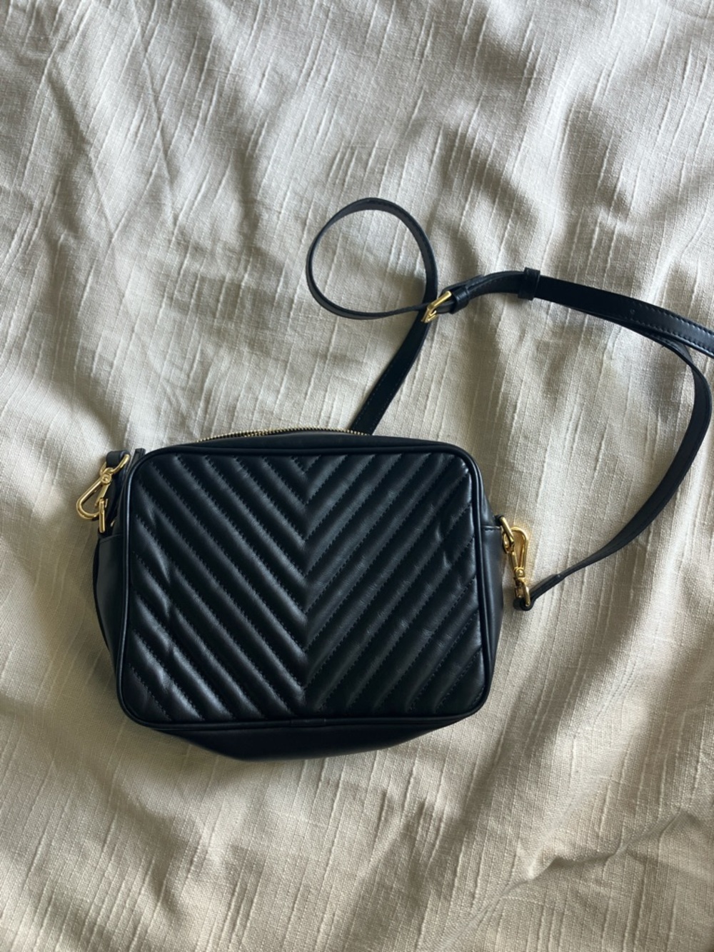 Quince Italian Leather Quilted Crossbody Bag Black NWOT